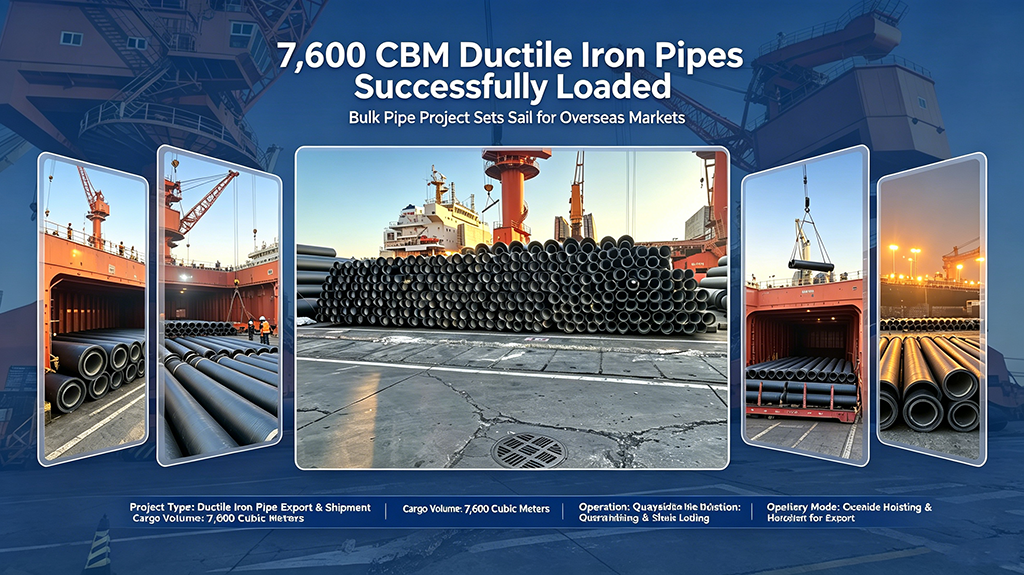 7,600 CBM Ductile Iron Pipes Loaded & Set Sail, YFS Steel Supports Overseas Municipal Water Infrastructure